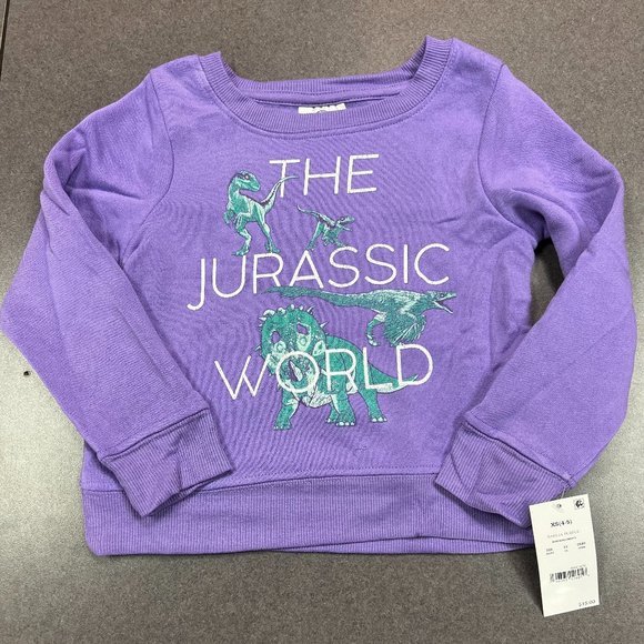 Other - New Girls Jurassic World Fleece Pullover Sweatshirt Purple Size XS 4/5
